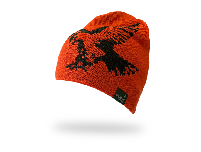 Swarovski pletená čiapka s logom oranžová