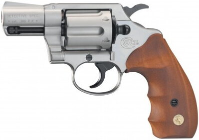 Plynový revolver Colt Detective Special nickel/wood, kal. 9mm
