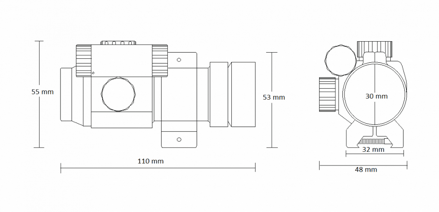 HAWKE Kolimátor Sport Dot 1″ 1x30 (9-11mm Weaver RAIL) 4 MOA