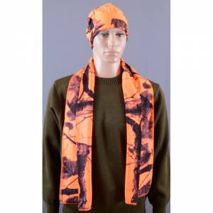 Čiapka a šál oranžová kamufláž Fleece
