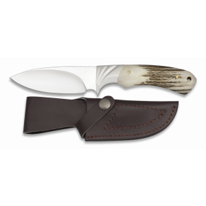 Poľovnícky nož s koženým púzdrom, parohová rukoväť ALBAINOX 32320