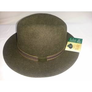 Poľovnicky klobúk s ozdobnou páskou zelený 100% VLNA